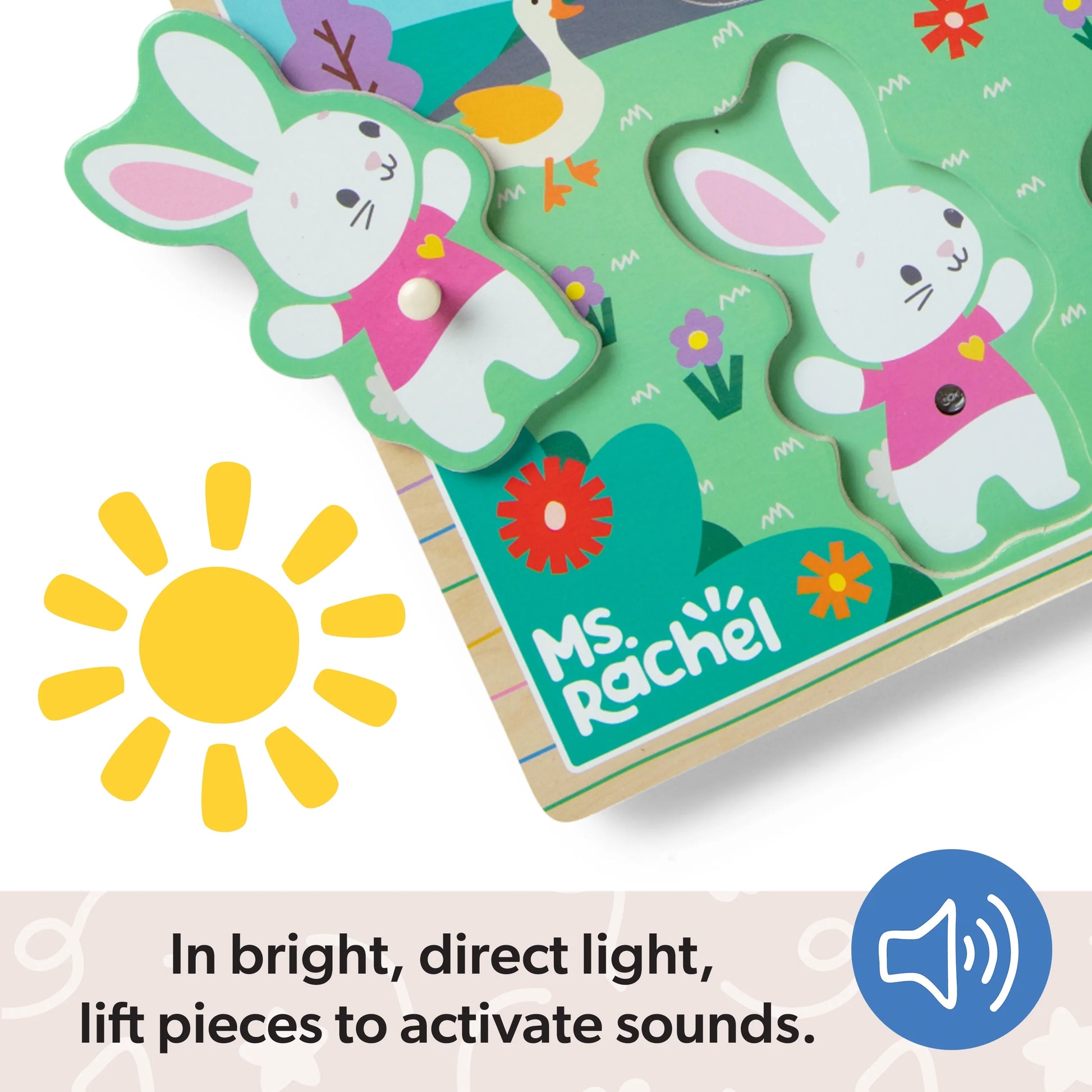 ™ ® Wooden Song Peg Puzzle, 6-Piece with Full Songs, Toddler Toys for Boys and Girls Ages 2-5+ Years - FSC Certified