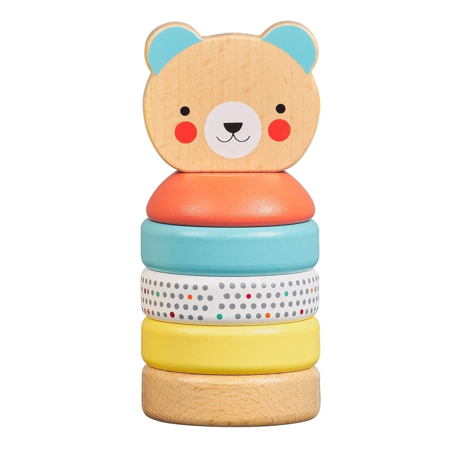 Happy Bear Wooden Stacking Toy – Solid Wooden Stacking Rings for Kids, Activity Toys Designed with Safe Materials – Active Toy for Babies and Toddlers 12 Months and Older