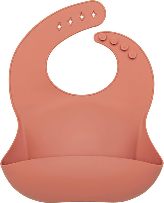 Waterproof Silicone Baby Bib, Adjustable Fit -Terra Cotta