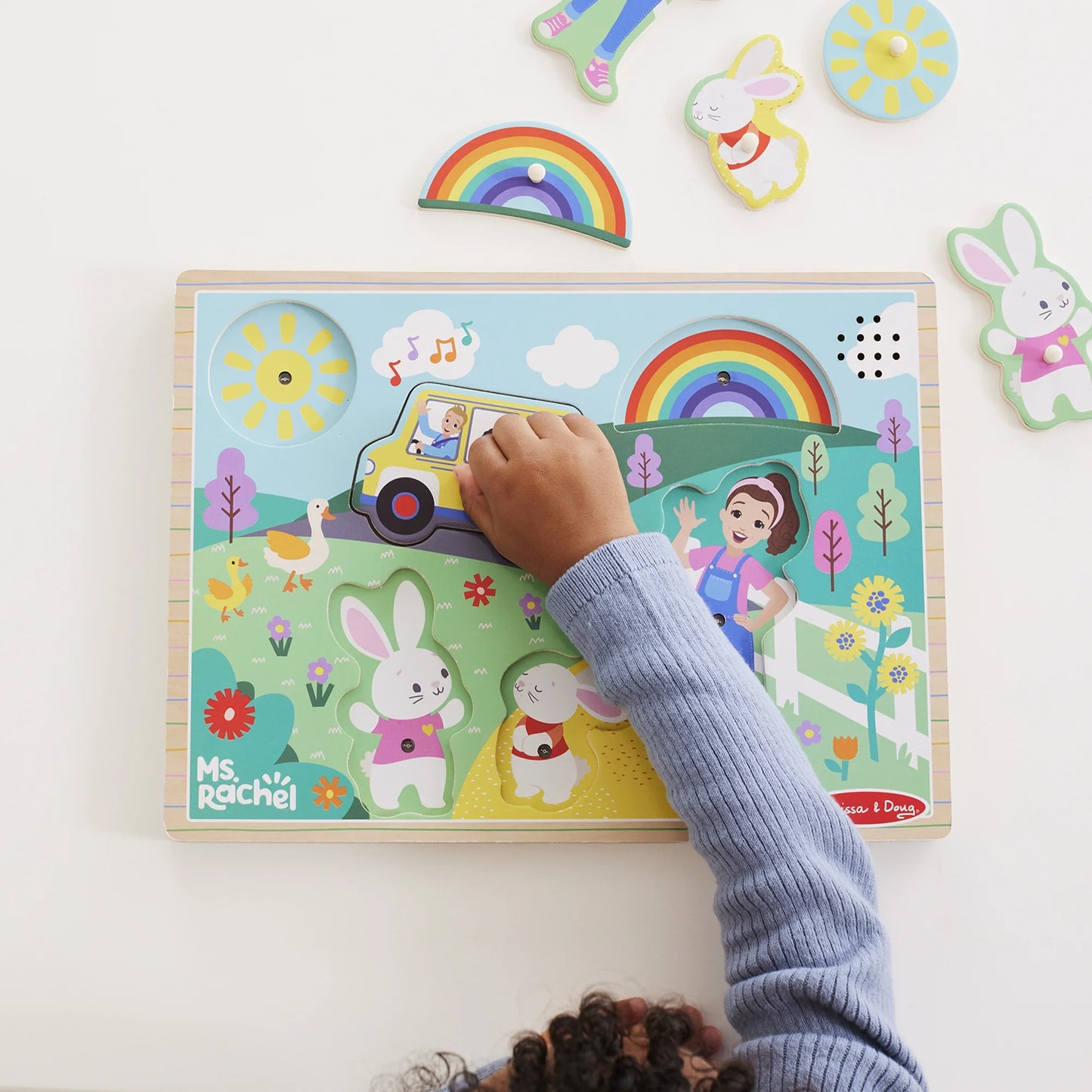 ™ ® Wooden Song Peg Puzzle, 6-Piece with Full Songs, Toddler Toys for Boys and Girls Ages 2-5+ Years - FSC Certified