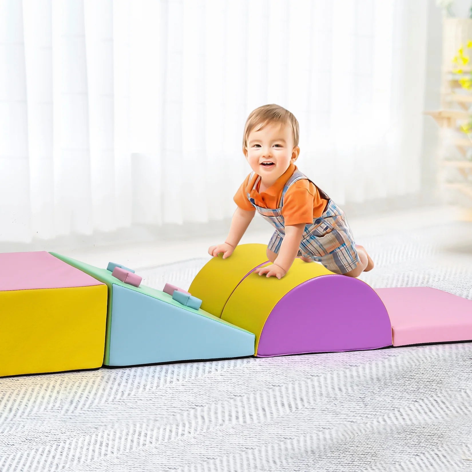 Kids Fun Playing Pad, Toddler Crawl Foam Set, Climb Slide Safe Active Play Mat for Child