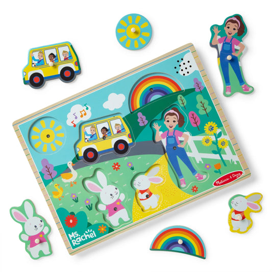™ ® Wooden Song Peg Puzzle, 6-Piece with Full Songs, Toddler Toys for Boys and Girls Ages 2-5+ Years - FSC Certified