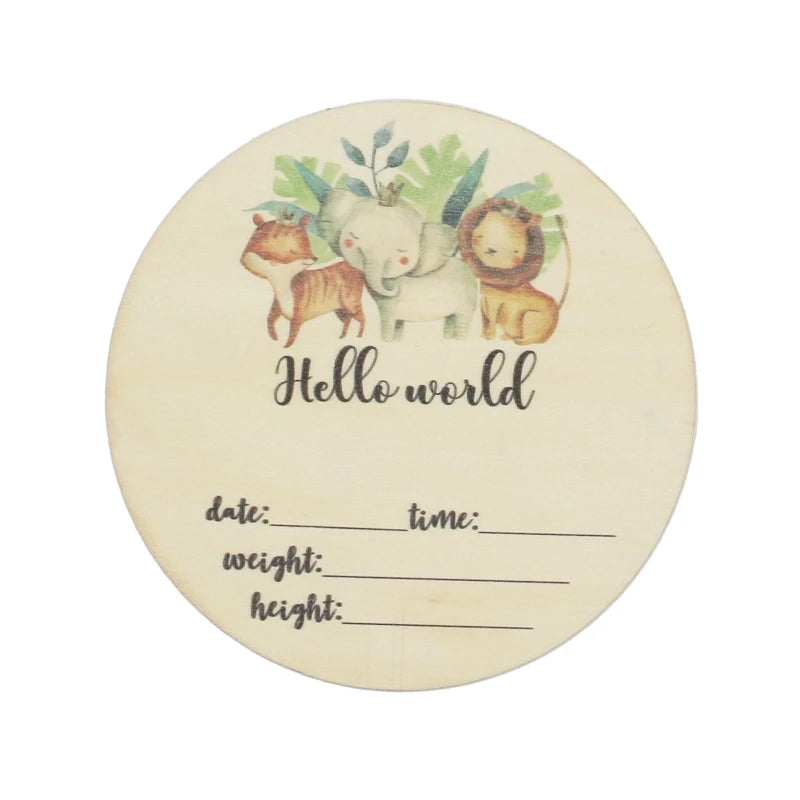 1Pc Wooden Baby Milestone Card Newborn Monthly Growth Recording Cards Handmade Baby Birth Commemorative Cards Photography Proop