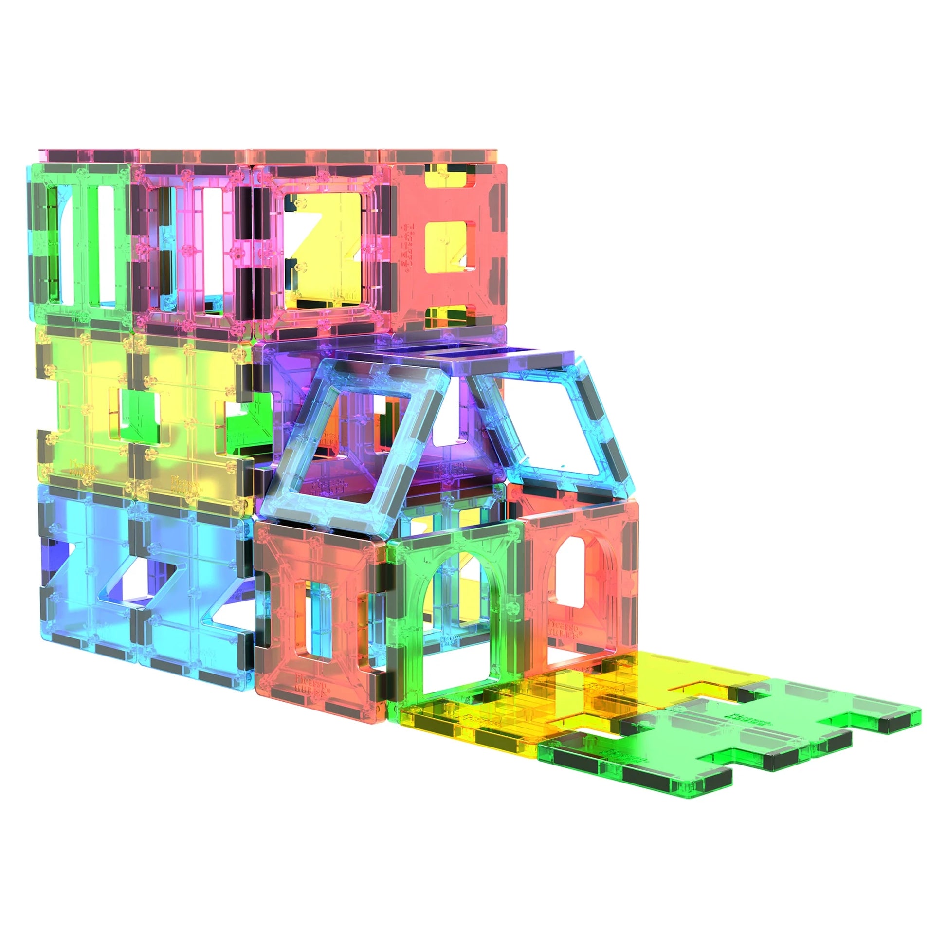 PICASSO-TILES 42 PC Magnetic Building Blocks for Kids, Multicolor